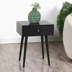 Black Wood 1-Drawer Arthur Accent Table