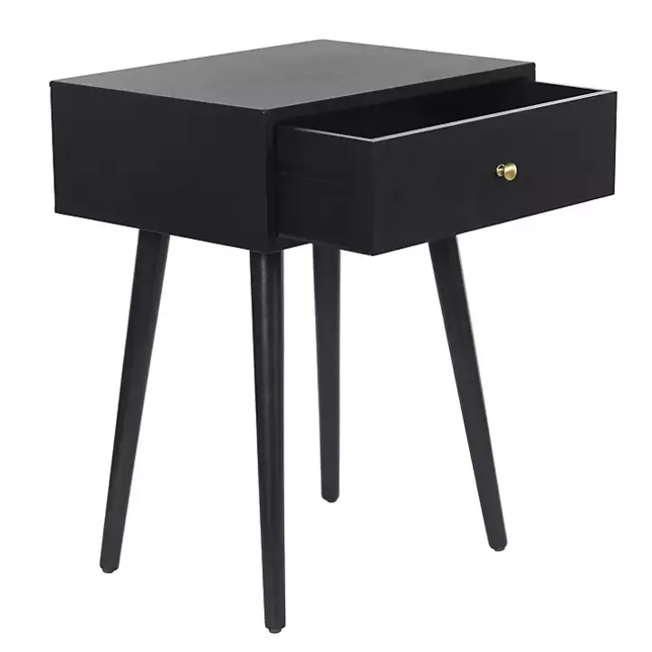 Black Wood 1-Drawer Arthur Accent Table