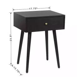 Black Wood 1-Drawer Arthur Accent Table