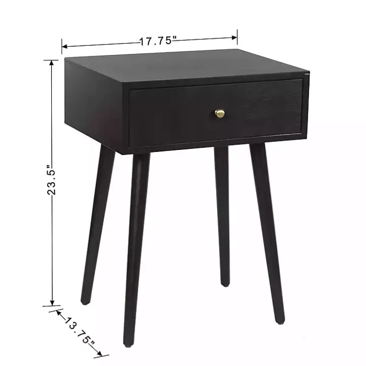 Black Wood 1-Drawer Arthur Accent Table
