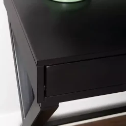 Black Wood 2-Drawer Peggy Desk