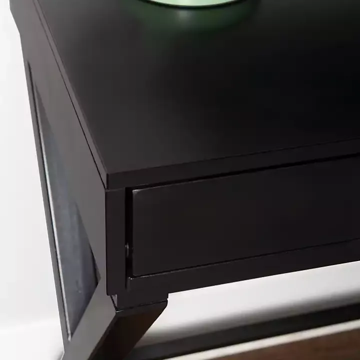 Black Wood 2-Drawer Peggy Desk