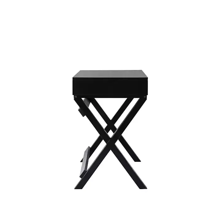 Black Wood 2-Drawer Peggy Desk