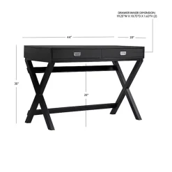 Black Wood 2-Drawer Peggy Desk