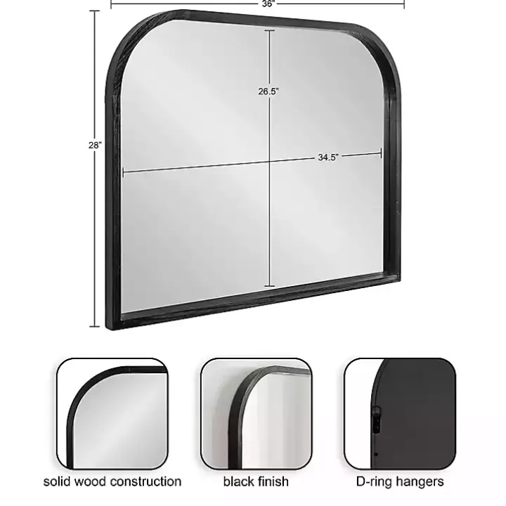 Black Wood Frame Arch Wall Mirror