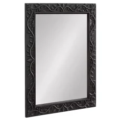 Black Wood Ornate Carved Wall Mirror