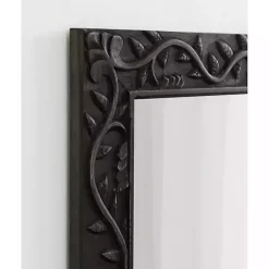 Black Wood Ornate Carved Wall Mirror