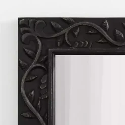 Black Wood Ornate Carved Wall Mirror