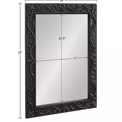 Black Wood Ornate Carved Wall Mirror