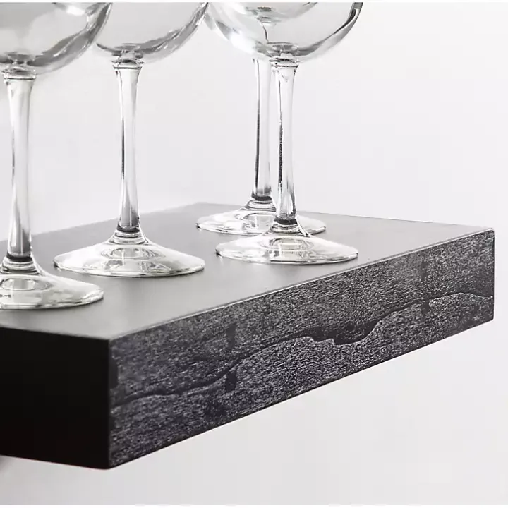 Black Wood 2-pc. Floating Shelves, 18 in.