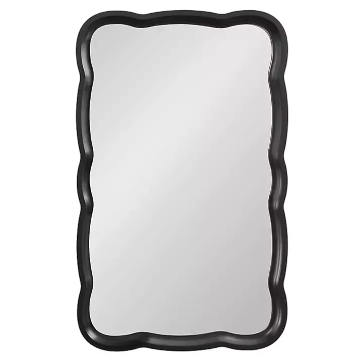 Black Wood Scalloped Leigh Wall Mirror