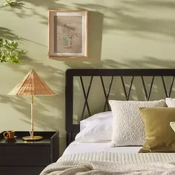 Black Wood Spindle Headboard Queen Bed