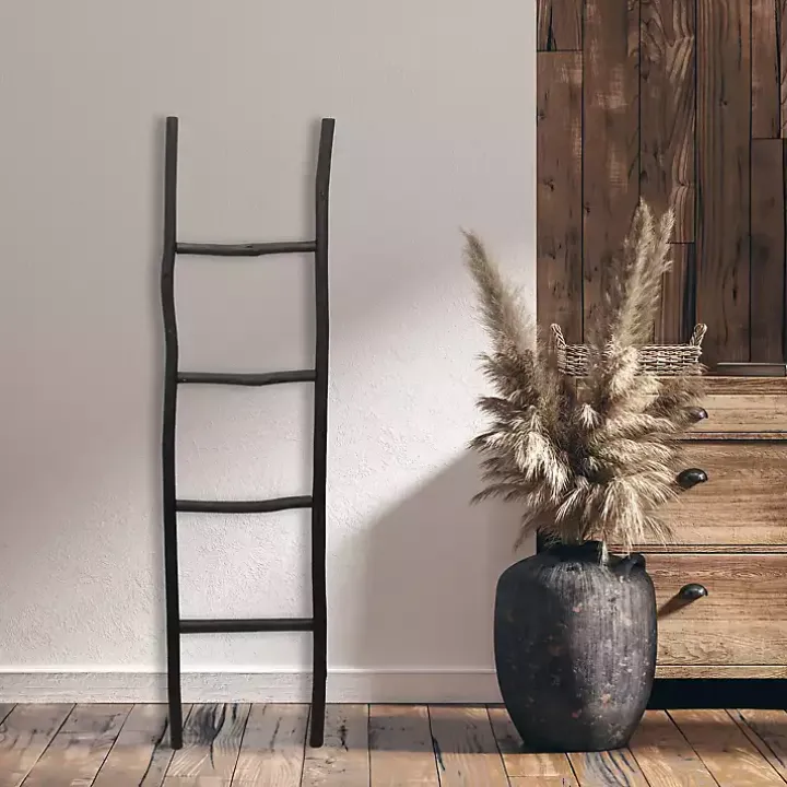 Black Wood Theo Blanket Ladder