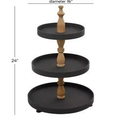 Black Wood 3-Tiered Decorative Tray