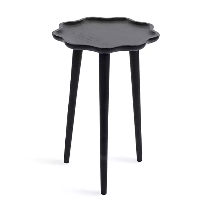 Black Wood Wavy Accent Table