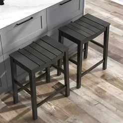 Black Wood Whitcombe Counter Stools, Set of 2