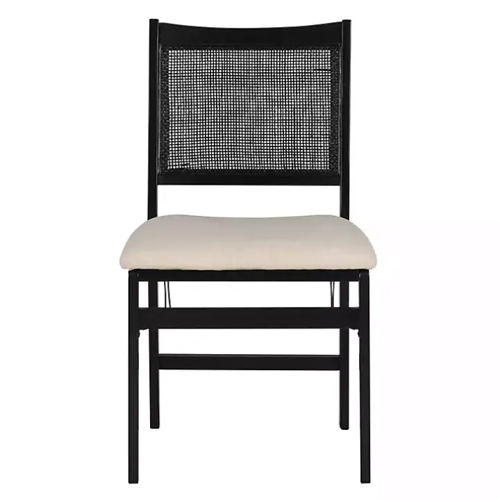 Black Woven Cane Foldable Dining Chair
