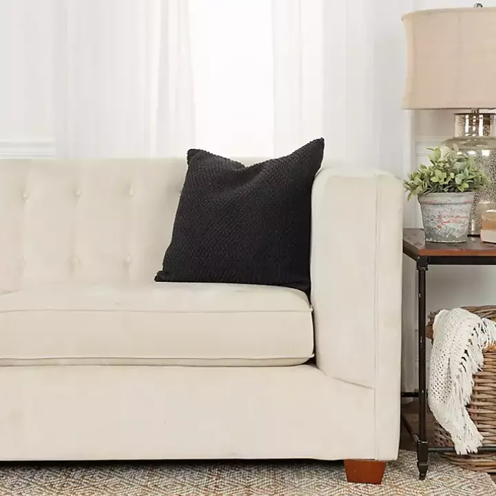 Black Woven Nubby Pillow