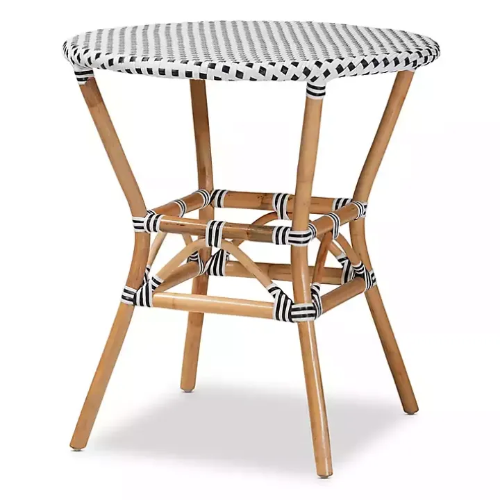 Black Woven Rattan French Bistro Dining Table