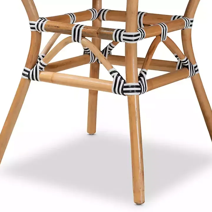 Black Woven Rattan French Bistro Dining Table