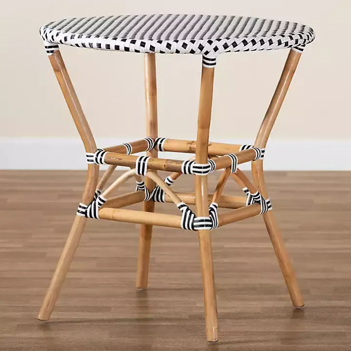Black Woven Rattan French Bistro Dining Table