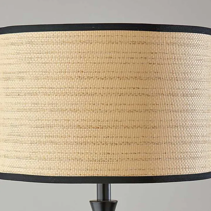 Black Woven Rattan Shade Bailey Floor Lamp