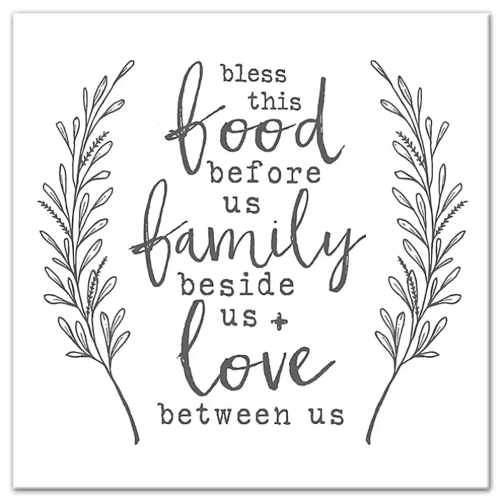 Bless This Food White and Gray Canvas Art Print