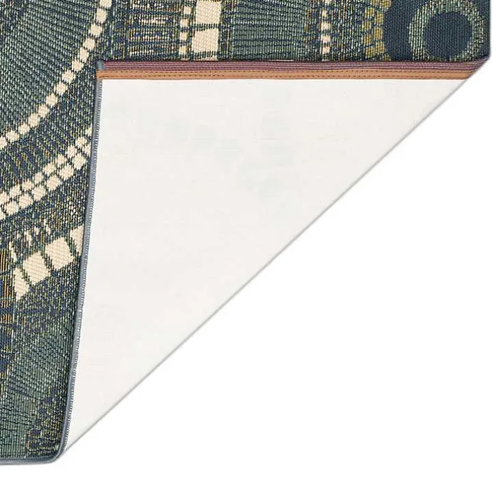Blue & Green Circles Indoor/Outdoor Rug, 2x3