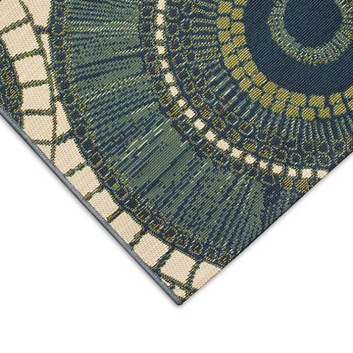 Blue & Green Circles Indoor/Outdoor Rug, 2x3
