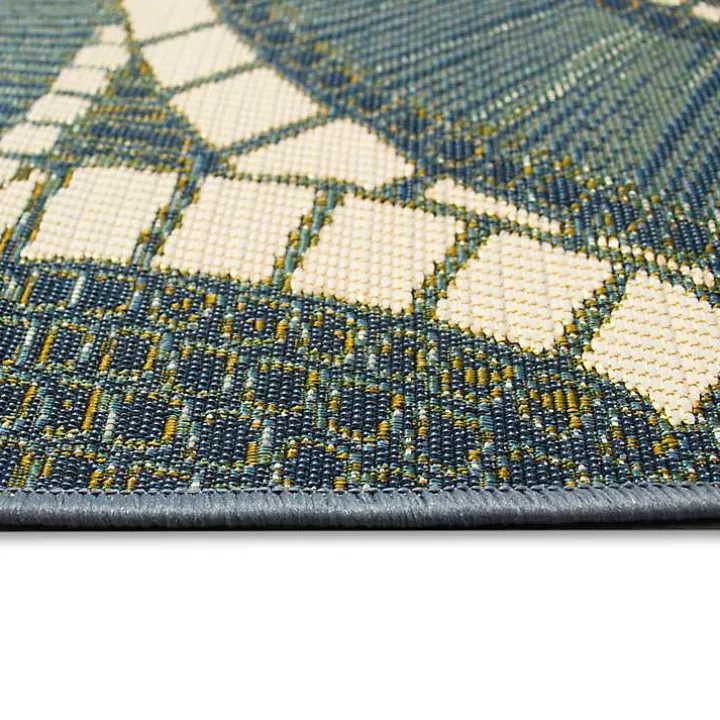 Blue & Green Circles Indoor/Outdoor Rug, 2x3