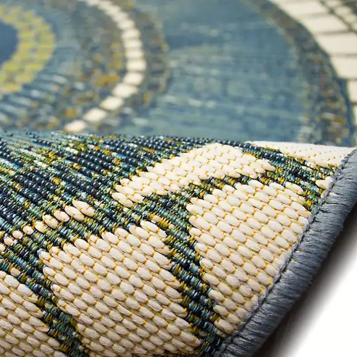 Blue & Green Circles Indoor/Outdoor Rug, 2x3