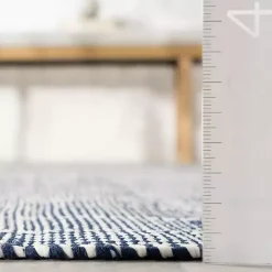 Blue & Ivory Checkered Indoor/Outdoor Rug, 4x6