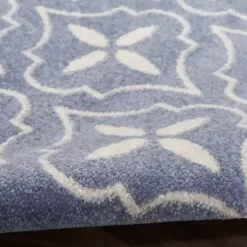 Blue & Ivory Quatrefoil Indoor/Outdoor Rug, 4x6