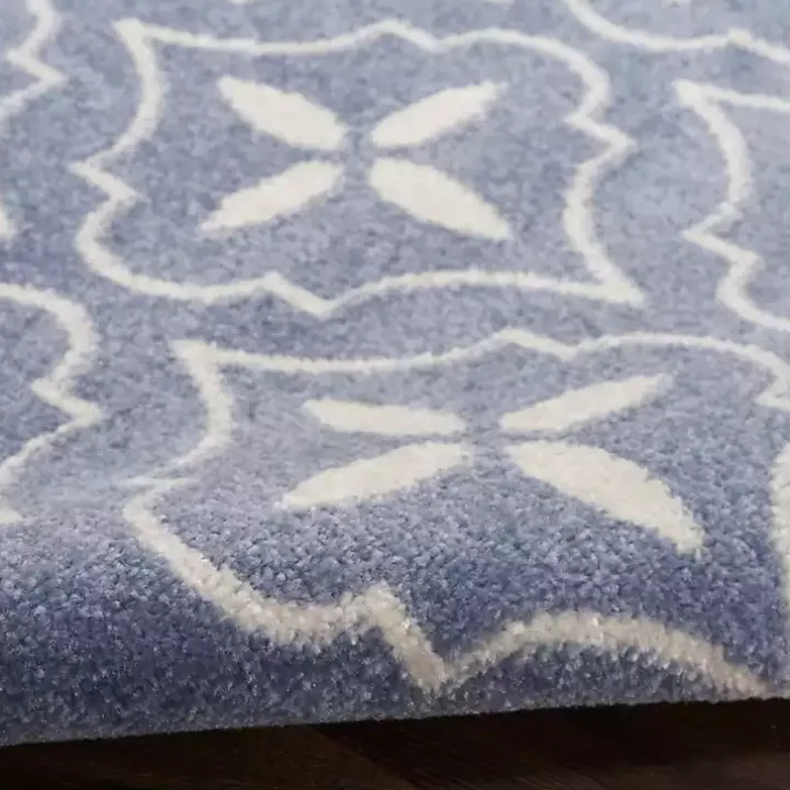 Blue & Ivory Quatrefoil Indoor/Outdoor Rug, 4x6