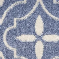 Blue & Ivory Quatrefoil Indoor/Outdoor Rug, 4x6