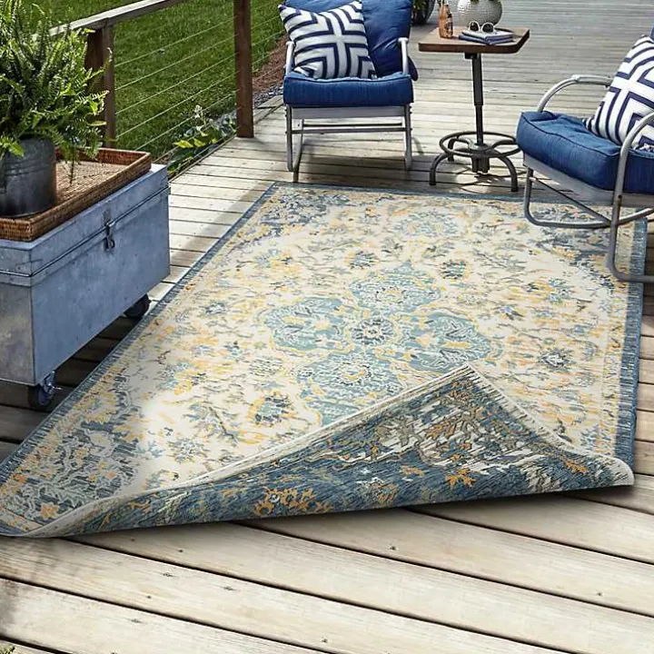 Blue & Orange Medallion Reversible Area Rug, 5x7