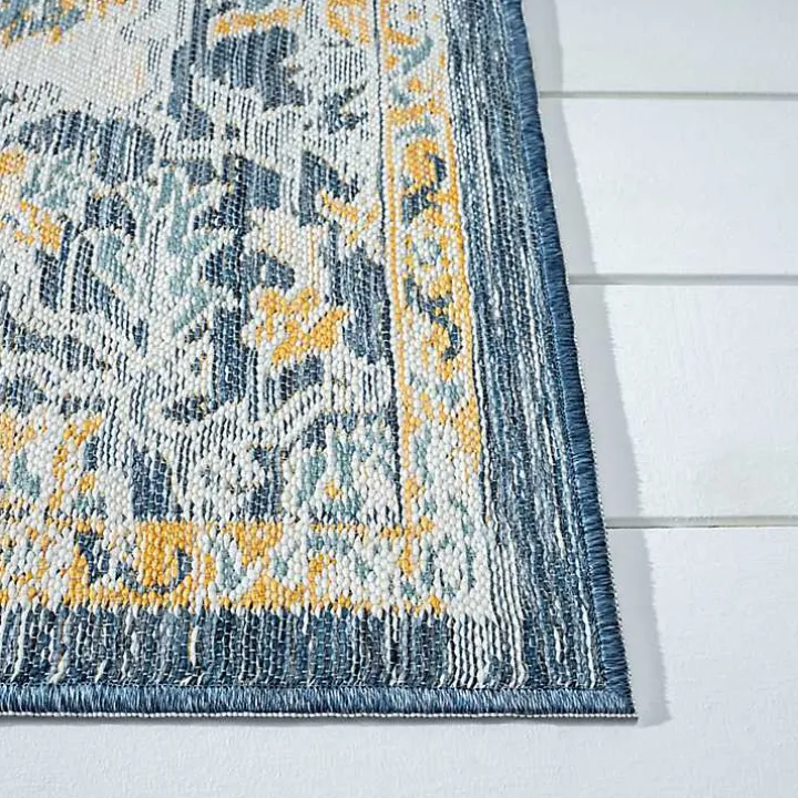 Blue & Orange Medallion Reversible Area Rug, 5x7