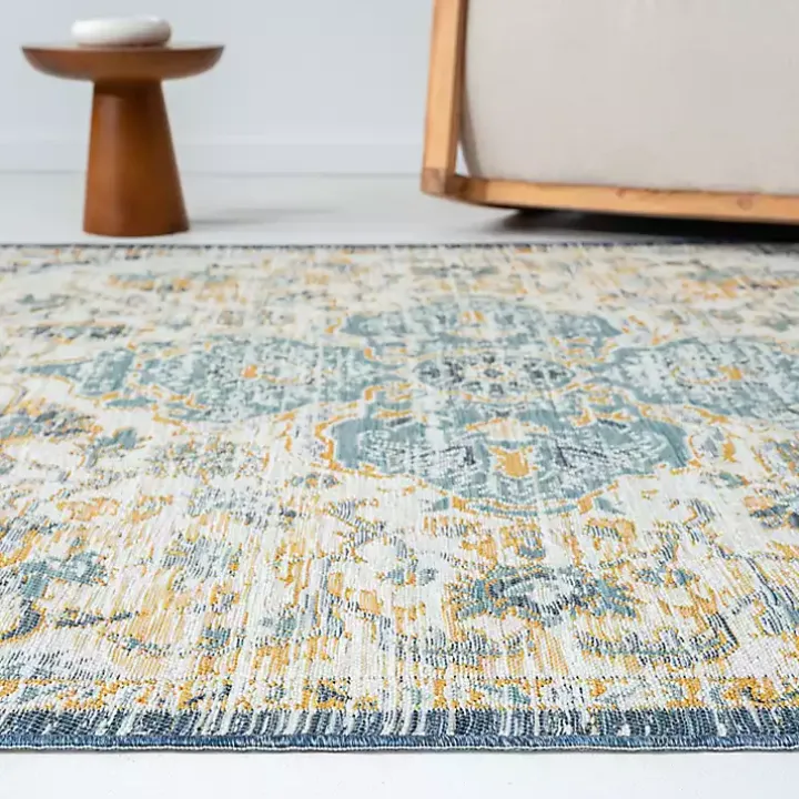 Blue & Orange Medallion Reversible Area Rug, 8x10