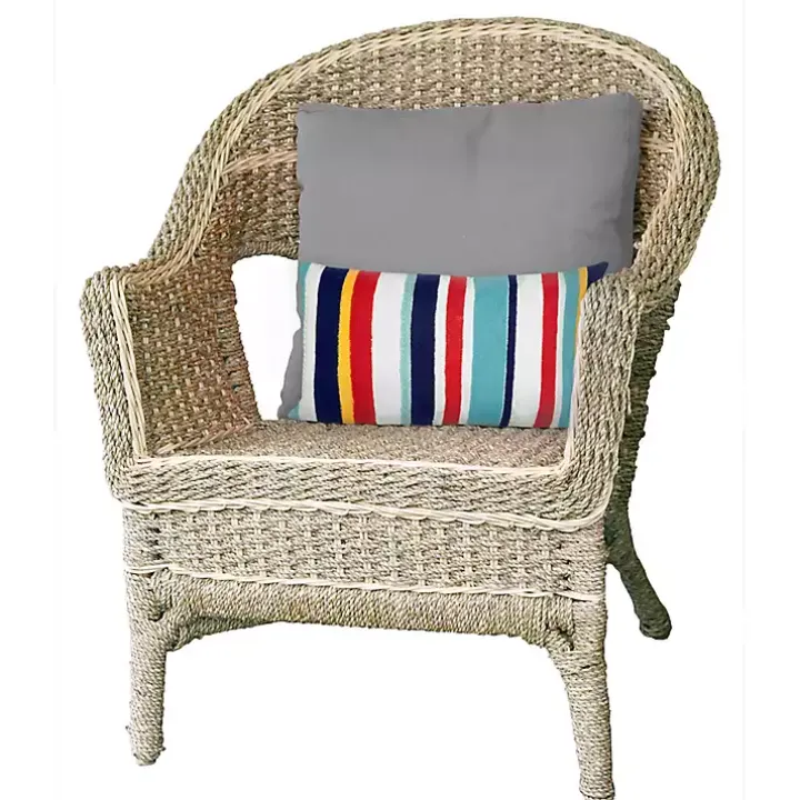 Blue & Red Lamontage Stripe Outdoor Lumbar Pillow