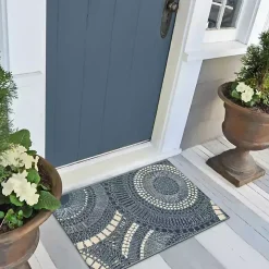 Blue & White Circles Indoor/Outdoor Rug, 2x3