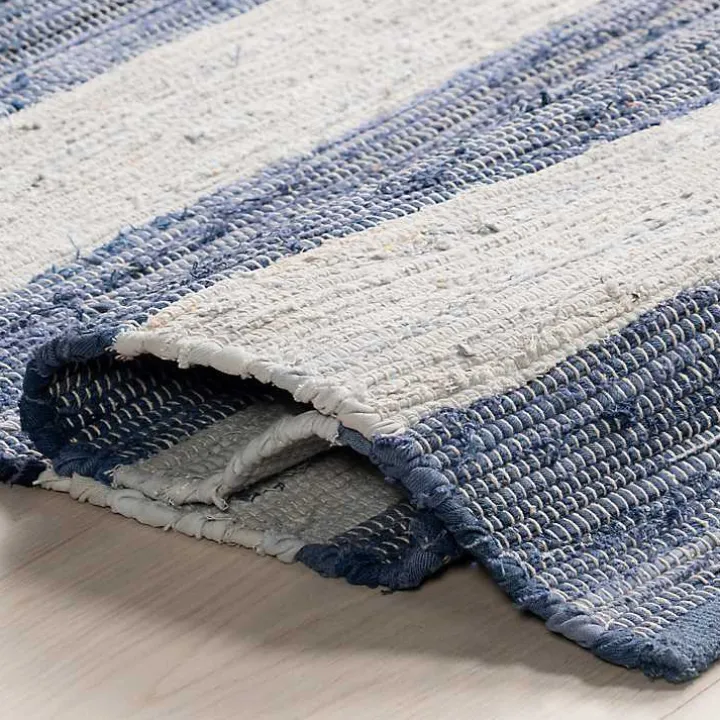 Blue & White Striped Indoor/Outdoor Rug, 5x8
