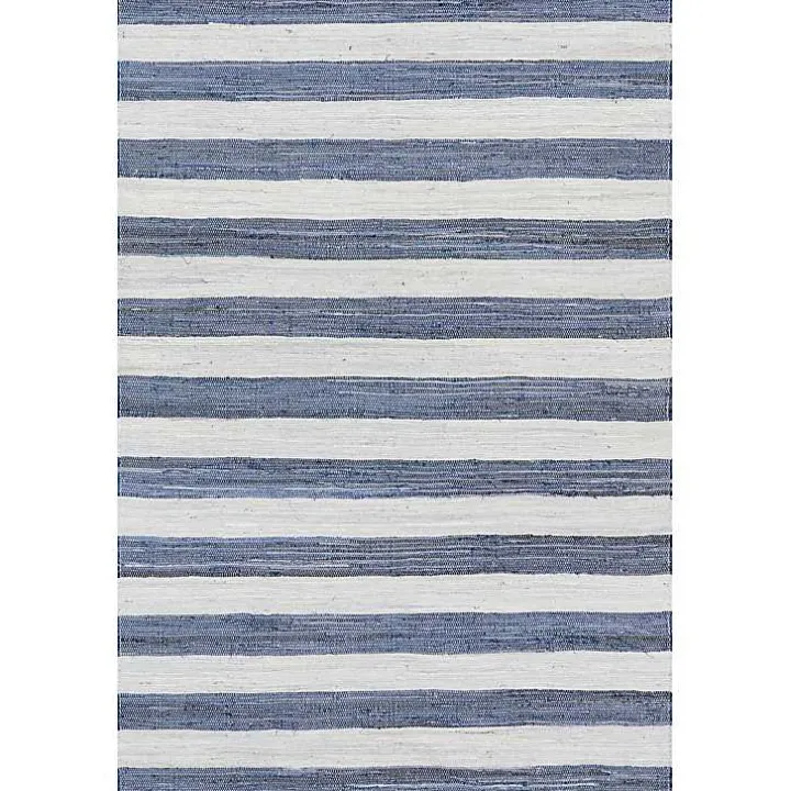 Blue & White Striped Indoor/Outdoor Rug, 6x9