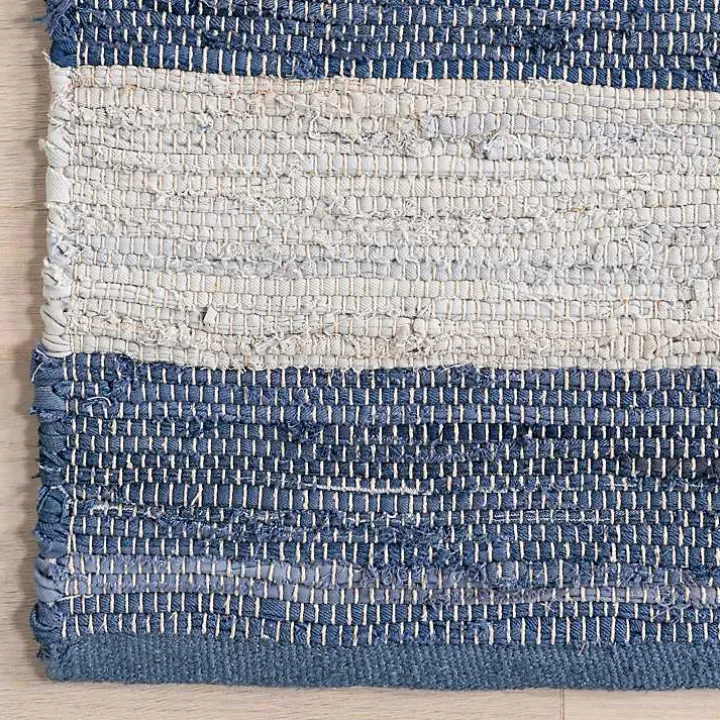 Blue & White Striped Indoor/Outdoor Rug, 6x9