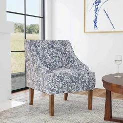 Blue & White Swoop Accent Chair