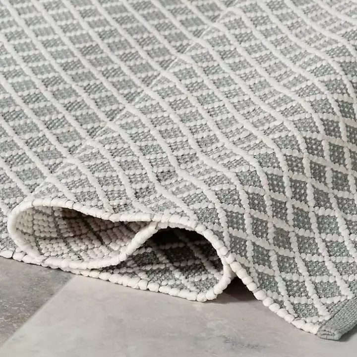 Blue & White Trellis Indoor/Outdoor Runner, 3x8