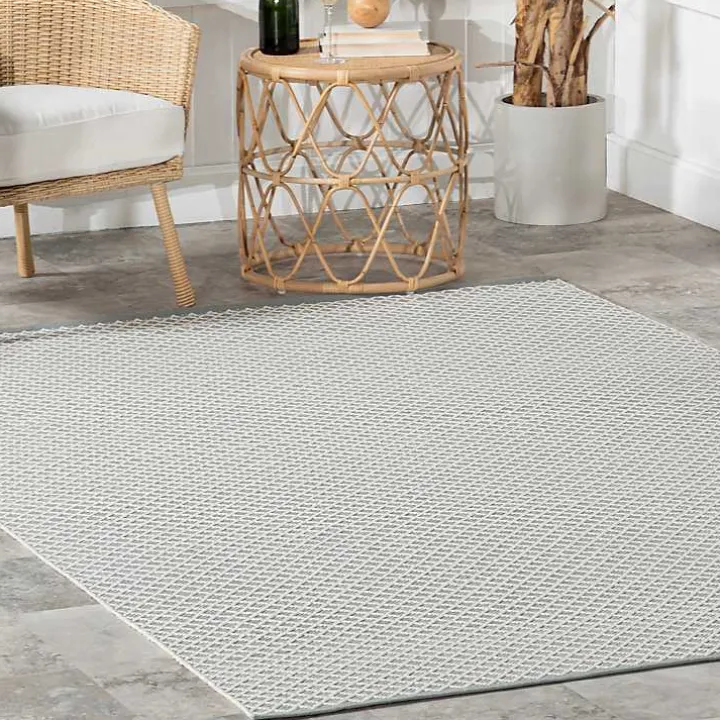 Blue & White Trellis Indoor/Outdoor Runner, 3x8