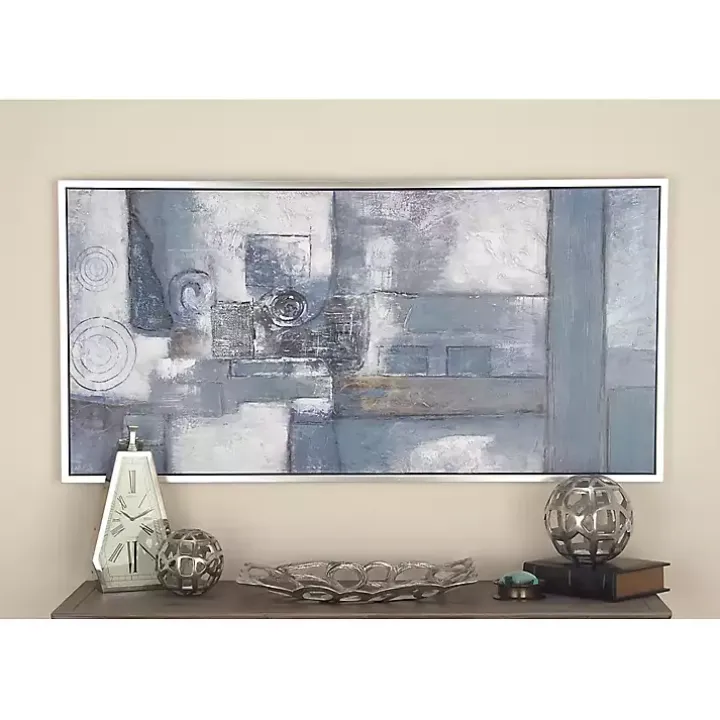 Blue Abstract Framed Canvas Art Print