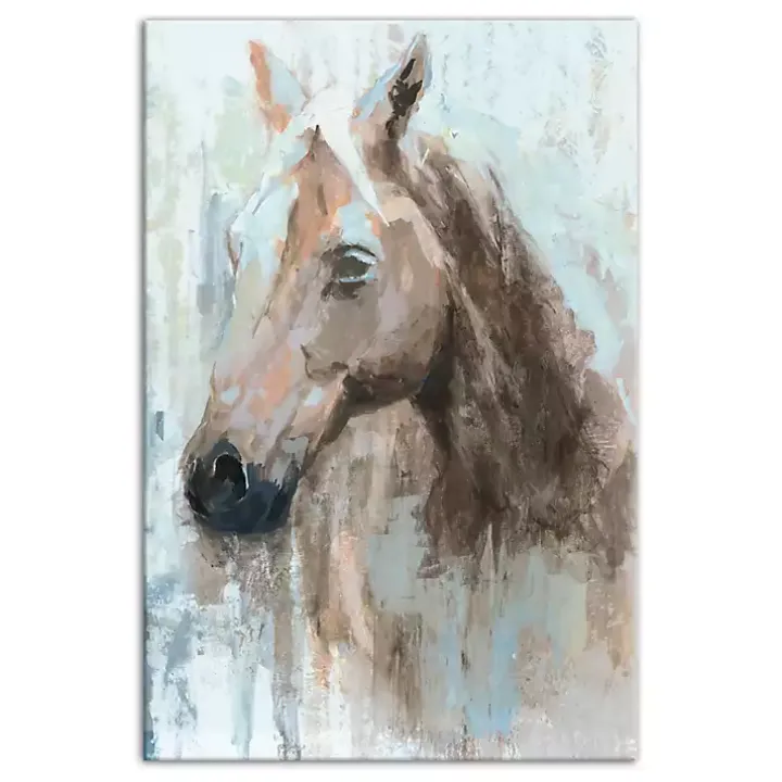 Blue Abstract Horse Canvas Art Print