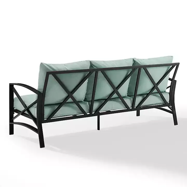 Blue and Bronze Kaplan X-Arm Outdoor Sofa