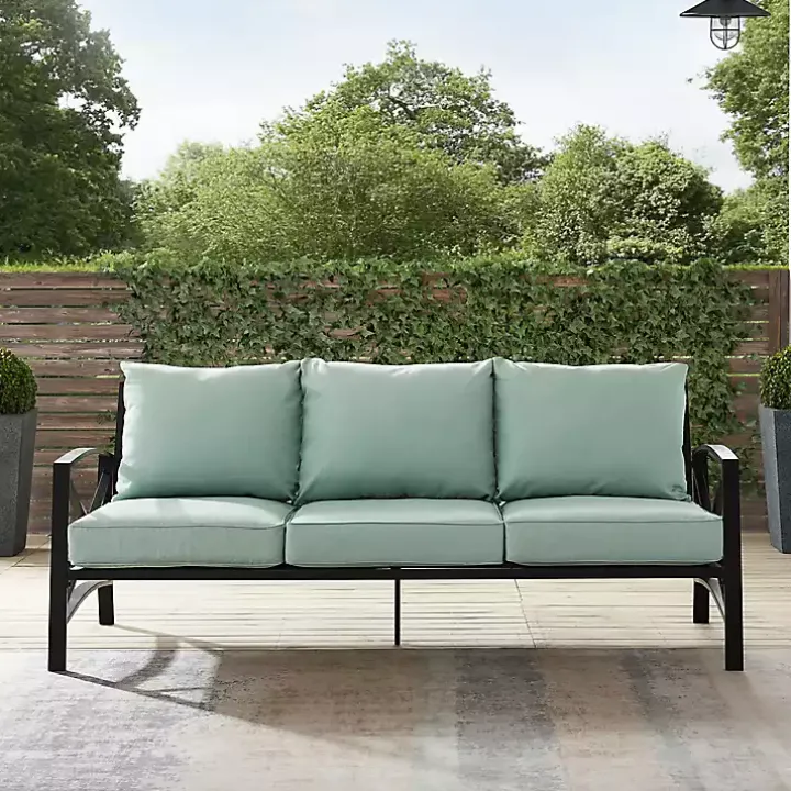 Blue and Bronze Kaplan X-Arm Outdoor Sofa